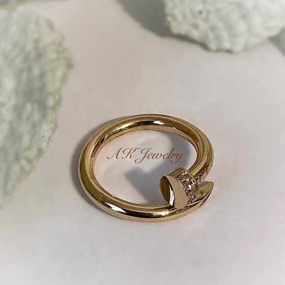 đLUXURY GOLD PAVE RING, Nail Style, GOLD Plated, CZ Stones - Picture 4 of 5